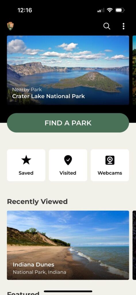 How to use National Parks App